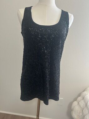 J. Crew Black Sequin Sleeveless Tank Top
